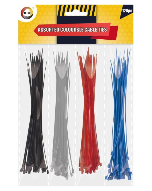 120pc Cable Ties - Assorted Colours