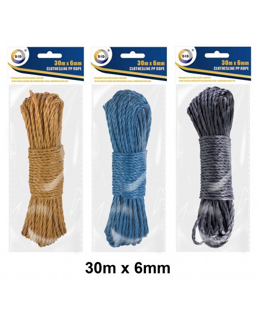 Clothes Line PP Washing Line 30m Rope 4 Colours 