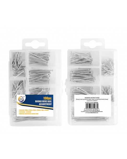 190pc Round Wire Nail Assortment
