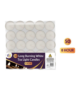 50 Long Burning White Tea Light Candles 50 Long Burning White Tea Light Candles