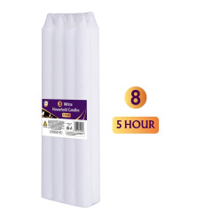 8Pk White Household Candles