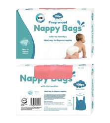 100Pk Fragranced Nappy Bags