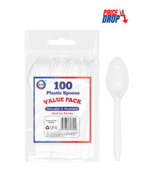 100pc Reusable Plastic Spoons