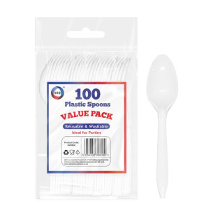 100pc Reusable Plastic Spoons 100pc Reusable Plastic Spoons