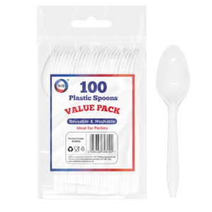 100pc Reusable Plastic Spoons 100pc Reusable Plastic Spoons