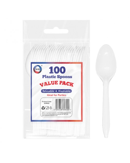 100pc Reusable Plastic Spoons