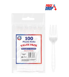 100pc Reusable Plastic Forks