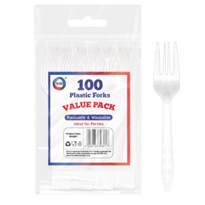 100pc Reusable Plastic Forks