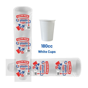 100pc 180Cc White Plastic Cups