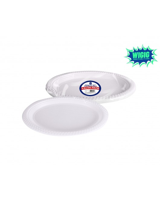 8pc Deluxe 11" x 8" Oval Plastic Plates