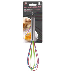 25cm Multicoloured Silicone Whisk