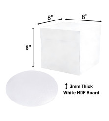 8" Round White Cake Board & Tall Box