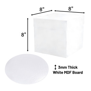 8" Round White Cake Board &amp; Tall Box