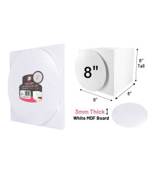 8" Round White Cake Board & Tall Box