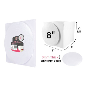 8" Round White Cake Board &amp; Tall Box