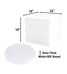 14" Round White Cake Board & Tall Box