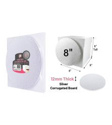 8" Round Silver Cake Board & Tall Box