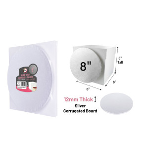8" Round Silver Cake Board & Tall Box