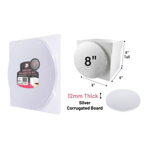 8" Round Silver Cake Board &amp; Tall Box