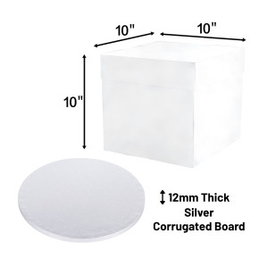 10" Round Silver Cake Board &amp; Tall Box