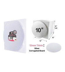 10" Round Silver Cake Board & Tall Box