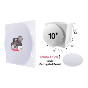 10" Round Silver Cake Board &amp; Tall Box