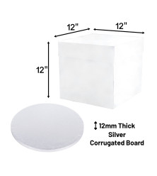 12" Round Silver Cake Board & Tall Box