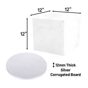12" Round Silver Cake Board &amp; Tall Box