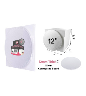 12" Round Silver Cake Board & Tall Box