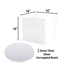 14" Round Silver Cake Board & Tall Box