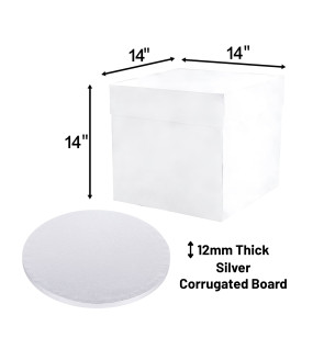 14" Round Silver Cake Board & Tall Box