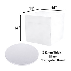 14" Round Silver Cake Board &amp; Tall Box