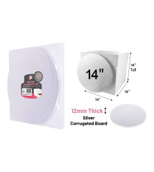 14" Round Silver Cake Board & Tall Box