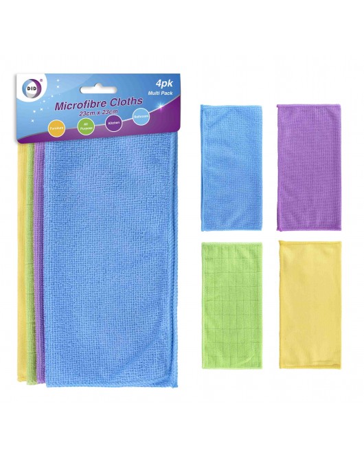 4pc Microfibre Cloths - 23cm x 23cm