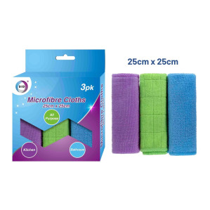 3pc Microfibre Cloths - 25cm x 25cm