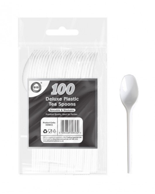 100pc Reusable Deluxe Plastic Tea Spoons