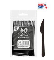 40pc Reusable Heavy Duty Plastic Black Knives