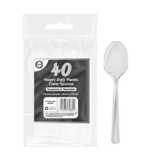 40pc Reusable Heavy Duty Plastic Clear Spoons 40pc Reusable Heavy Duty Plastic Clear Spoons