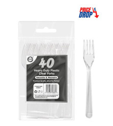 40pc Reusable Heavy Duty Plastic Clear Forks