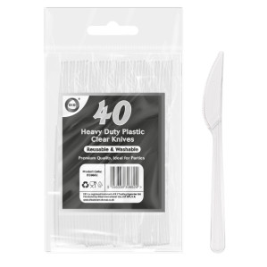 40pc Reusable Heavy Duty Plastic Clear Knives 40pc Reusable Heavy Duty Plastic Clear Knives
