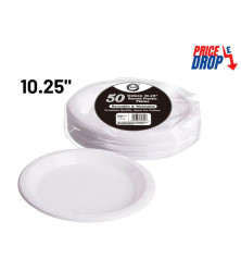 50pc Reusable Deluxe 10.25" Round Plastic Plates