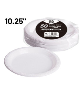 50pc Reusable Deluxe 10.25" Round Plastic Plates 50pc Reusable Deluxe 10.25" Round Plastic Plates