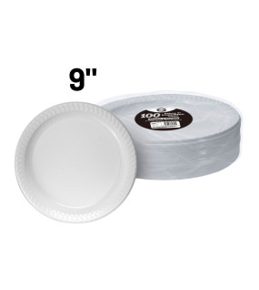 100pc Reusable Deluxe 9" Round Plastic Plates 100pc Reusable Deluxe 9" Round Plastic Plates