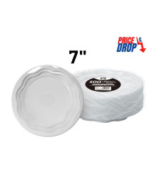 100pc Reusable Deluxe 7" Round Plastic Plates