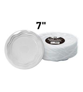 100pc Reusable Deluxe 7" Round Plastic Plates 100pc Reusable Deluxe 7" Round Plastic Plates