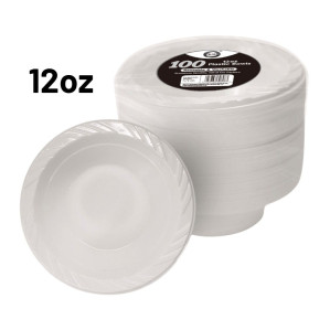 100pc Reusable 12oz Plastic Bowls