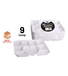 50pc Reusable Deluxe Heavy-Duty 9 Compartment Heart Shape Plastic Dinner Plates