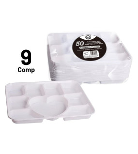 50pc Reusable Deluxe Heavy-Duty 9 Compartment Heart Shape Plastic Dinner Plates 50pc Reusable Deluxe Heavy-Duty 9 Compartment Heart Shape Plastic Dinner Plates