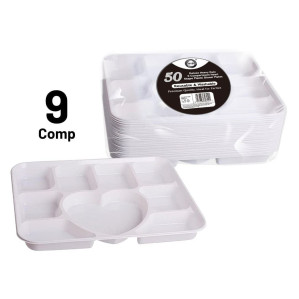 50pc Reusable Deluxe Heavy-Duty 9 Compartment Heart Shape Plastic Dinner Plates 50pc Reusable Deluxe Heavy-Duty 9 Compartment Heart Shape Plastic Dinner Plates