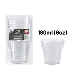10pc Reusable 180ml (6Oz) Crystal Clear Drinking Cups 10pc Reusable 180ml (6Oz) Crystal Clear Drinking Cups